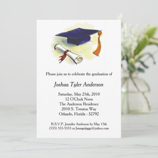 キャップタッスル卒業証書卒業パーティ招待状 招待状 (スタンド正面)