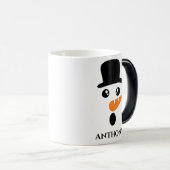 キャップパーソナライズされた付きクリスマス雪だるま。 モーフィングマグカップ (正面右)