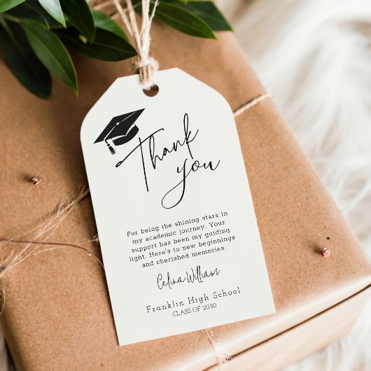 キャップモダン卒業式サンキューメッセージカード ギフトタグ