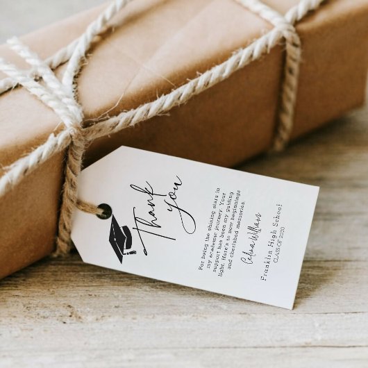 キャップモダン卒業式サンキューメッセージカード ギフトタグ