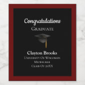 キャップワインラベルを持つ卒業祝い ワインラベル (シングルラベル)