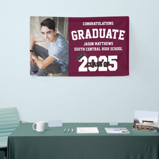 キャップ付きフォトブルゴーニュ卒業バナー 横断幕 (トレードショー)