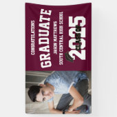 キャップ付きフォトブルゴーニュ卒業バナー 横断幕 (縦)