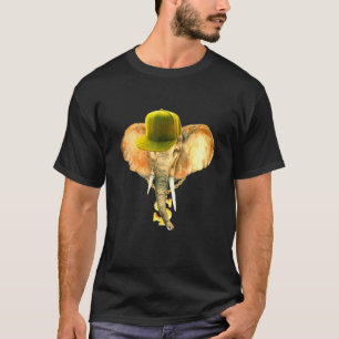 キャップ付きラッパー象金ゴールドチェーンゲットヒップホップ Tシャツ