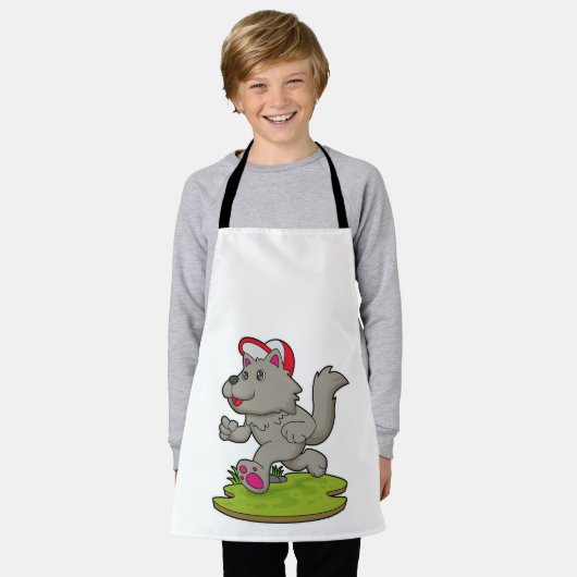 キャップ付きランナーとしての犬 エプロン (着用した状態)