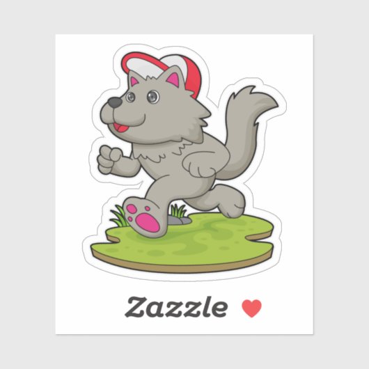 キャップ付きランナーとしての犬 シール (シート)