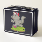 キャップ付きランナーとしての犬 メタルランチボックス (裏面)