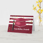 キャップ付きレッドマルーン白黒ストライプ カード (黄色い花)