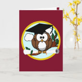 キャップ付き卒業フクロウ カード (黄色い花)