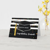 キャップ付き卒業8級白黒 カード (黄色い花)