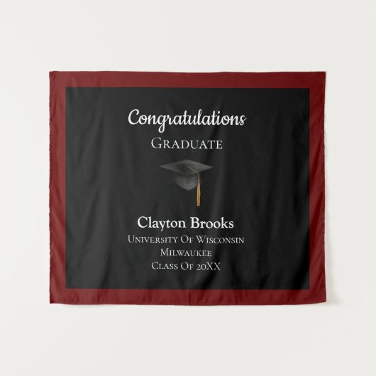 キャップ付き卒業 タペストリー (正面(横))