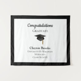 キャップ付き卒業 タペストリー