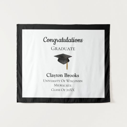 キャップ付き卒業 タペストリー (正面(横))