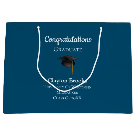 キャップ付き卒業 ラージペーパーバッグ (正面)