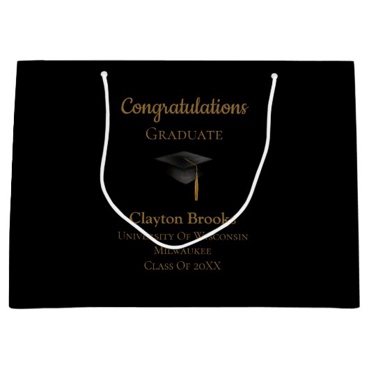 キャップ付き卒業 ラージペーパーバッグ (正面)