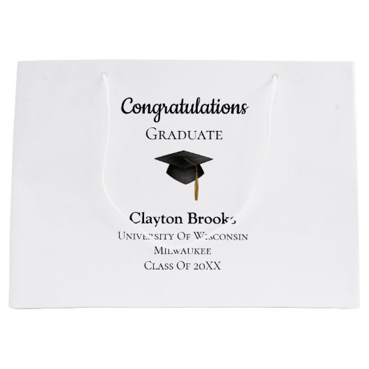 キャップ付き卒業 ラージペーパーバッグ (正面)