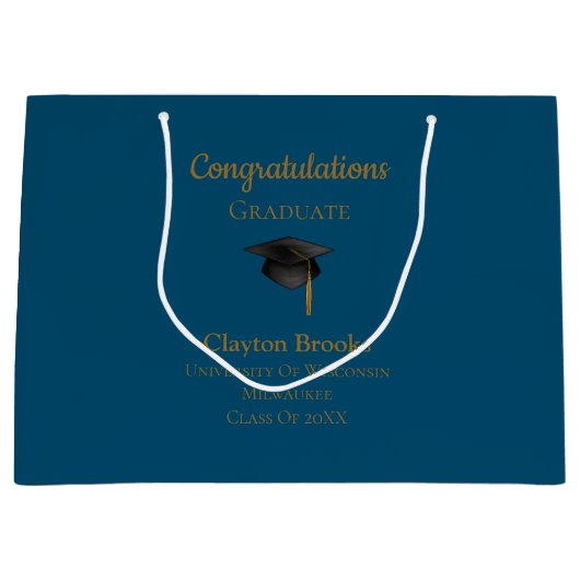 キャップ付き卒業 ラージペーパーバッグ (正面)