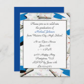 キャップ及びディプロマ縁ど卒業招待状 エンクロージャーカード (正面/裏面)