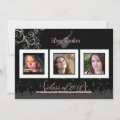 キャップ+ガウン+スワール式卒業招待状/写真 招待状 (正面)