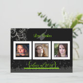 キャップ+ガウン+スワール式卒業招待状/写真 招待状 (スタンド正面)