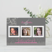 キャップ+ガウン+スワール式卒業招待状/写真 招待状 (スタンド正面)