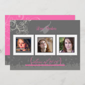 キャップ+ガウン+スワール式卒業招待状/写真 招待状 (正面/裏面)