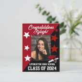 キャップ&スターズスクリートレッド&ブラック卒業 招待状