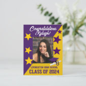 キャップ&スターズパープルと金ゴールド卒業 招待状 (スタンド正面)