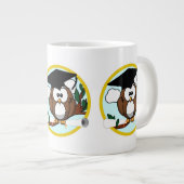 キャップ&ディプロマ付きかわいい卒業式フクロウ ジャンボコーヒーマグカップ (正面右)