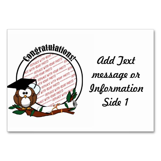 キャップ&ディプロマ付き卒業フクロウ テーブルナンバー (正面)