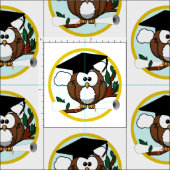 キャップ&ディプロマ付き卒業フクロウ ファブリック (タイル)