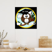 キャップ&ディプロマ付き卒業フクロウ ポスター (キッチン)