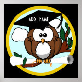 キャップ&ディプロマ付き卒業フクロウ ポスター (正面)