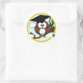 キャップ&ディプロマ付き卒業フクロウ ラウンドシール (バッグ)