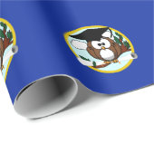 キャップ&ディプロマ付き卒業フクロウ – 青と金ゴールド ラッピングペーパー (ロールコーナー)