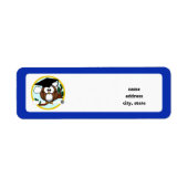 キャップ&ディプロマ付き卒業フクロウ – 青と金ゴールド ラベル (正面)