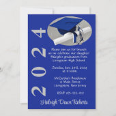 キャップ&ディプロマ王室のブルーブラシ付きシルバー卒業 招待状 (正面)