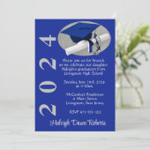 キャップ&ディプロマ王室のブルーブラシ付きシルバー卒業 招待状 (スタンド正面)