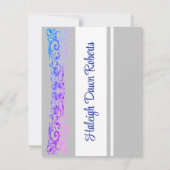 キャップ&ディプロマ王室の、ブルー&パープルフエ卒業 招待状 (裏面)