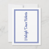 キャップ&ディプロマ王室の、ブルー&ホワイト卒業 招待状 (裏面)