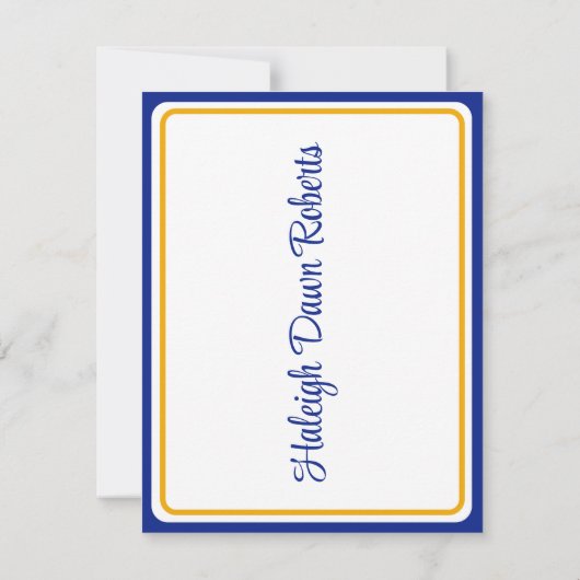 キャップ&ディプロマ王室の、ブルー&金ゴールド卒業 招待状 (裏面)