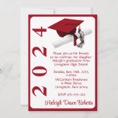 キャップ&ディプロマ5x7深紅卒業 招待状 (正面)