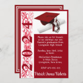 キャップ&ディプロマ5x7深紅卒業 招待状 (正面/裏面)