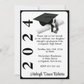 キャップ&ディプロマ5x7白黒の卒業 招待状 (正面)