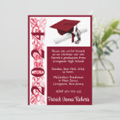 キャップ&ディプロマ5x7（鳥）ショウジョウコウカンチョウレッド卒業 招待状 (スタンド正面)