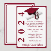 キャップ&ディプロマ5x7（鳥）ショウジョウコウカンチョウレッド卒業 招待状 (正面/裏面)