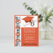 キャップ&ディプロマ、オレンジ卒業 招待状 (スタンド正面)