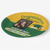 キャップ&ディプロマ、グリーン&金ゴールド卒業 ペーパープレート (アングル)