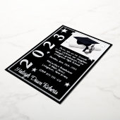 キャップ、ディプロマ、スター、ブラック&シルバー卒業F 箔招待状 (回転した状態)