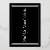 キャップ、ディプロマ、スター、ブラック&シルバー卒業F 箔招待状 (裏面)